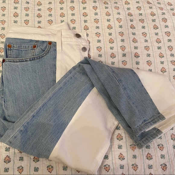 half white half grey jeans